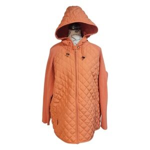 Denim & Co‎ Women's Quilted Jacket Size 1X Hooded Full Zip Winter Warm